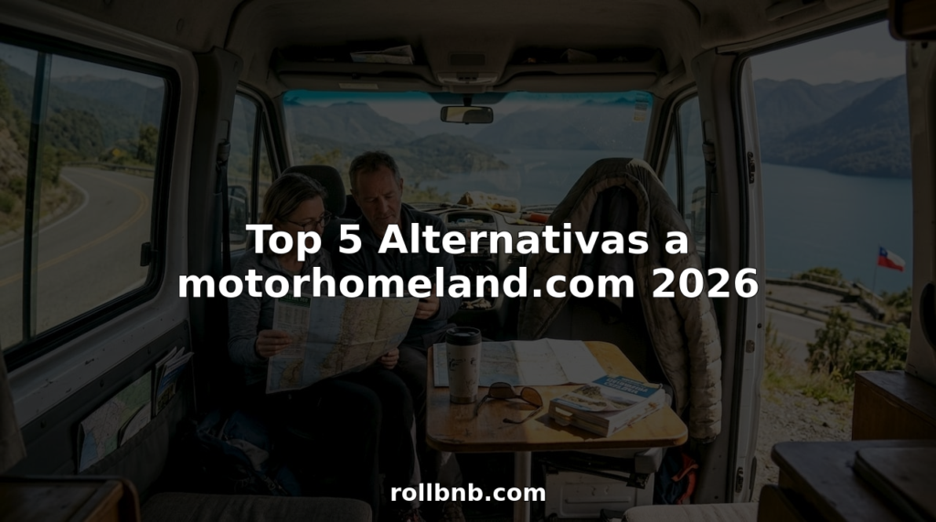 Una pareja revisa y compara aplicaciones para alquilar autocaravanas mientras está sentada dentro de su furgoneta.