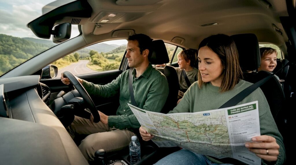 Una familia pasándolo en grande durante un viaje en coche